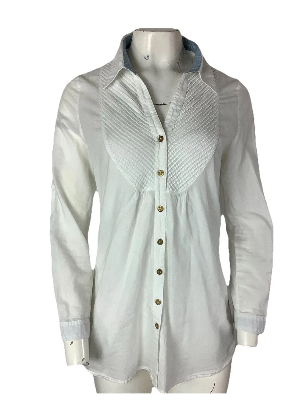 M. Officer Sz 1 S 100% Cotton Buttoned Lightweight Vacation Beach Tunic Top
